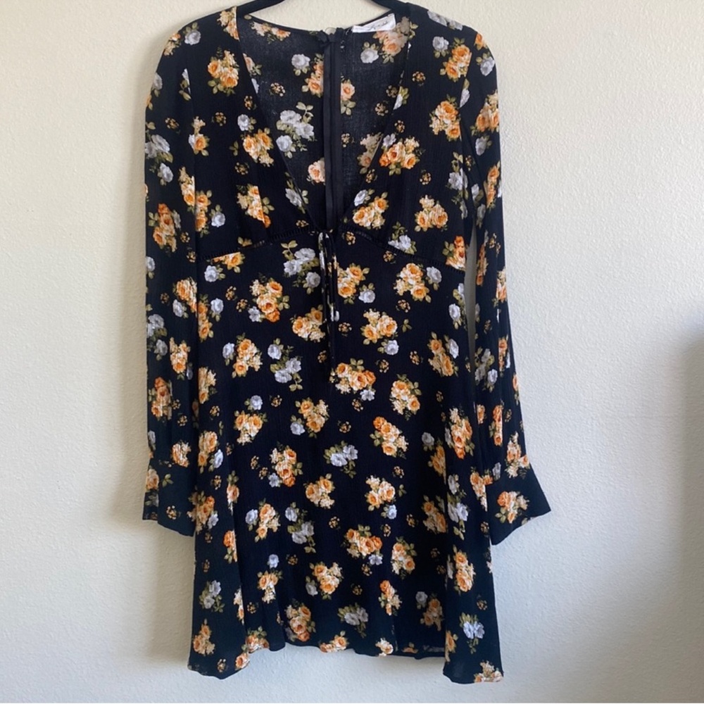 Nasty gal Black and orange floral mini dress